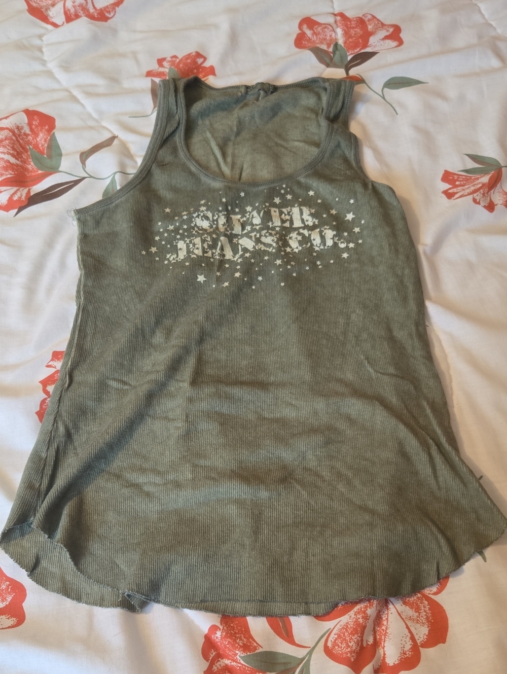 3/$20 Silver Jeans Womans Green Tank Top with Star Print